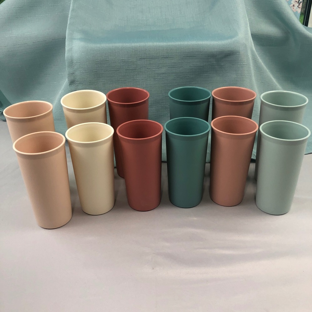 Tupperware Vintage 9oz & 12oz Bell Tumblers Set of 12 Muted Pastel Rainbow
